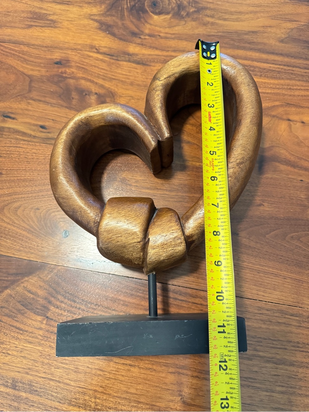 Wooden Hand Carved Abstract Sculpture Statue Heart Gift Home Decor - Picture 7 of 10